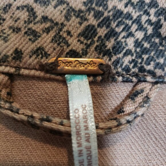 Free People Snake Print Trucker Jacket in Brown Cotton Ladies Size XS - Picture 11 of 11